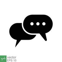 Chat icon. Simple solid style. Speech bubble, conversation, dialog, forum, discussion, message, help, chatting concept. Glyph vector illustration isolated on white background. EPS 10.