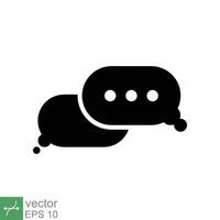 Chat icon. Simple solid style. Speech bubble, conversation, dialog, forum, discussion, message, help, chatting concept. Glyph vector illustration isolated on white background. EPS 10.