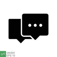 Chat icon. Simple solid style. Speech bubble, conversation, dialog, forum, discussion, message, help, chatting concept. Glyph vector illustration isolated on white background. EPS 10.