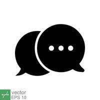 Chat icon. Simple solid style. Speech bubble, conversation, dialog, forum, discussion, message, help, chatting concept. Glyph vector illustration isolated on white background. EPS 10.
