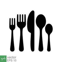 Cutlery icon. Simple solid style. Spoon, knife, and fork silhouette. Kitchen, restaurant, food concept design. Glyph vector illustration isolated on white background. EPS 10.