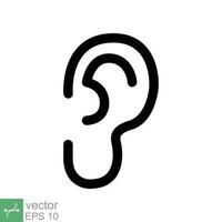 Ear icon. Simple outline style. Listen, hear, deaf, human sense, medical and health concept. Line vector illustration isolated on white background. EPS 10.