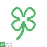 Four leaf clover icon. Simple outline style. Green shamrock, luck concept. Line vector illustration isolated on white background. EPS 10.