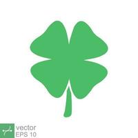 Four leaf clover icon. Simple solid style. Green shamrock, luck concept. Glyph vector illustration isolated on white background. EPS 10.