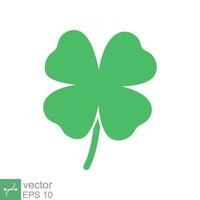 Four leaf clover icon. Simple solid style. Green shamrock, luck concept. Glyph vector illustration isolated on white background. EPS 10.