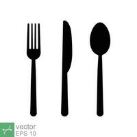 Fork knife spoon icon. Simple solid style. Cutlery symbol, utensil, tableware black silhouettes, food concept. Glyph vector illustration isolated on white background. EPS 10.