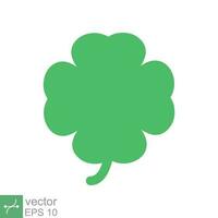 Four leaf clover icon. Simple solid style. Green shamrock, luck concept. Glyph vector illustration isolated on white background. EPS 10.