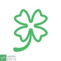 Four leaf clover icon. Simple outline style. Green shamrock, luck concept. Line vector illustration isolated on white background. EPS 10.