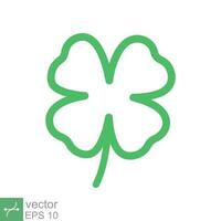 Four leaf clover icon. Simple outline style. Green shamrock, luck concept. Line vector illustration isolated on white background. EPS 10.