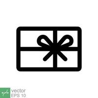 Gift card icon. Simple outline style. Voucher, prepaid, discount, coupon, purchase, merchandise, sale, business concept. Thin line vector illustration isolated on white background. EPS 10.