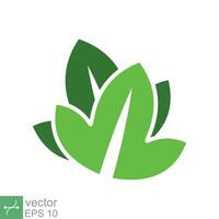 Green leaf icon. Simple flat style. Two leaf ecology, eco green, nature, organic, spring, floral, plant, environment concept. Vector illustration isolated on white background. EPS 10.