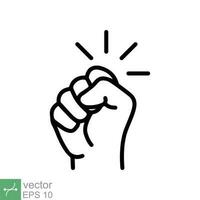 Hand knocking on door icon. Simple outline style. Knock, touch, knuckle, force, fight, fist, bump, punch, strong, knocker concept. Line vector illustration isolated on white background. EPS 10.