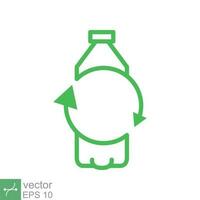reciclar el plastico botella icono. sencillo contorno estilo. verde, circulo flecha, salud naturaleza, orgánico, ambiente concepto. línea vector ilustración aislado en blanco antecedentes. eps 10