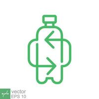 Recycle plastic bottle icon. Simple outline style. Green, circle arrow, health nature, organic, environment concept. Line vector illustration isolated on white background. EPS 10.