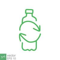 reciclar el plastico botella icono. sencillo contorno estilo. verde, circulo flecha, salud naturaleza, orgánico, ambiente concepto. línea vector ilustración aislado en blanco antecedentes. eps 10