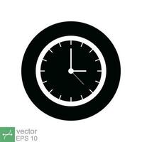 Clock icon. Simple flat style. Wall clock face, office hour, dial, arrow, circle, round, watch, time concept. Vector illustration isolated on white background. EPS 10.