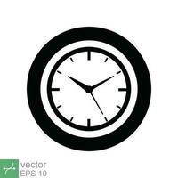 Clock icon. Simple flat style. Wall clock face, office hour, dial, arrow, circle, round, watch, time concept. Vector illustration isolated on white background. EPS 10.
