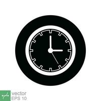 Clock icon. Simple flat style. Wall clock face, office hour, dial, arrow, circle, round, watch, time concept. Vector illustration isolated on white background. EPS 10.