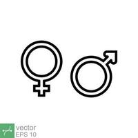 género icono. sencillo plano estilo. hembra y masculino, hombre y mujer, hombres y mujer, chico y chica, sexo, unisexo concepto. vector ilustración aislado en blanco antecedentes. eps 10