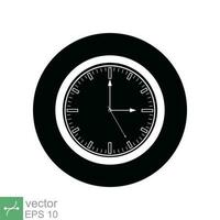 Clock icon. Simple flat style. Wall clock face, office hour, dial, arrow, circle, round, watch, time concept. Vector illustration isolated on white background. EPS 10.