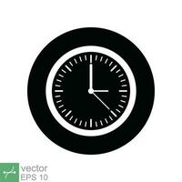 Clock icon. Simple flat style. Wall clock face, office hour, dial, arrow, circle, round, watch, time concept. Vector illustration isolated on white background. EPS 10.