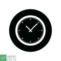 Clock icon. Simple flat style. Wall clock face, office hour, dial, arrow, circle, round, watch, time concept. Vector illustration isolated on white background. EPS 10.