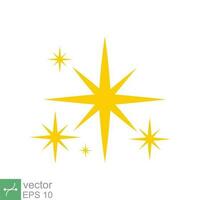 Star sparkle vector icon. Simple flat style. Yellow, gold, twinkle, shine, spark shape, for magic effect, glow, glitter, flash concept. Single illustration isolated on white background. EPS 10.