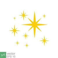 Star sparkle vector icon. Simple flat style. Yellow, gold, twinkle, shine, spark shape, for magic effect, glow, glitter, flash concept. Single illustration isolated on white background. EPS 10.