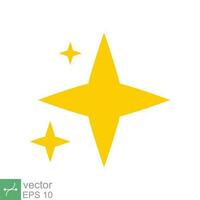 Star sparkle vector icon. Simple flat style. Yellow, gold, twinkle, shine, spark shape, for magic effect, glow, glitter, flash concept. Single illustration isolated on white background. EPS 10.