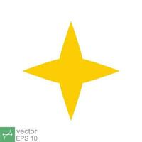 Star sparkle vector icon. Simple flat style. Yellow, gold, twinkle, shine, spark shape, for magic effect, glow, glitter, flash concept. Single illustration isolated on white background. EPS 10.