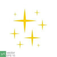 Star sparkle vector icon. Simple flat style. Yellow, gold, twinkle, shine, spark shape, for magic effect, glow, glitter, flash concept. Single illustration isolated on white background. EPS 10.