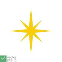 Star sparkle vector icon. Simple flat style. Yellow, gold, twinkle, shine, spark shape, for magic effect, glow, glitter, flash concept. Single illustration isolated on white background. EPS 10.