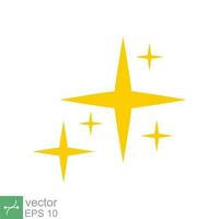 Star sparkle vector icon. Simple flat style. Yellow, gold, twinkle, shine, spark shape, for magic effect, glow, glitter, flash concept. Single illustration isolated on white background. EPS 10.