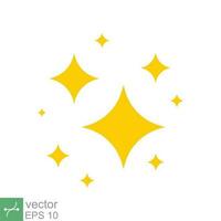 Star sparkle vector icon. Simple flat style. Yellow, gold, twinkle, shine, spark shape, for magic effect, glow, glitter, flash concept. Single illustration isolated on white background. EPS 10.