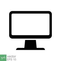 Monitor screen icon. Simple flat style. PC, desktop, lcd, tv, television, computer display, digital technology concept. Vector illustration isolated on white background. EPS 10.