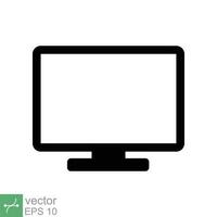 Monitor screen icon. Simple flat style. PC, desktop, lcd, tv, television, computer display, digital technology concept. Vector illustration isolated on white background. EPS 10.