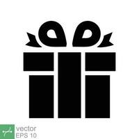 regalo caja icono. sencillo sólido estilo. presente caja con cinta, fiesta, cumpleaños celebracion concepto. glifo vector ilustración aislado en blanco antecedentes. eps 10