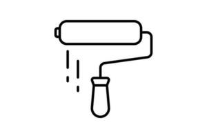 Paint Roller icon. icon related to painting. used in house painting. line icon style. Simple vector design editable