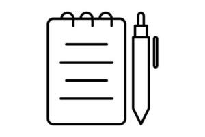 note book and pen icon. Icon related to E learning and online education. line icon style. Simple vector design editable