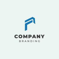 geometric logo design in the shape of the letter F in blue vector