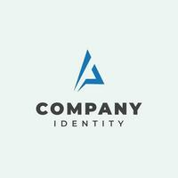 letter A logo design in blue geometric abstract triangle shape vector