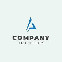 letter A logo design in blue geometric abstract triangle shape vector