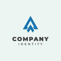 letter A logo design in blue geometric abstract triangle shape vector