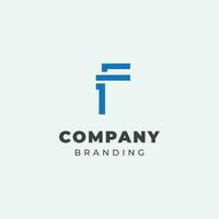 geometric logo design in the shape of the letter F in blue vector