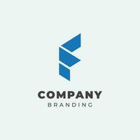 geometric logo design in the shape of the letter F in blue vector