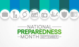 National Preparedness month NPM is observed each year in September to raise awareness about the importance of preparing for disasters and emergencies that could happen at any time. Vector art