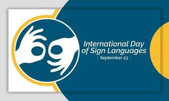 internacional día de firmar idiomas es observado cada año en septiembre 23, el día se enfoca en personas quien son sordo o difícil de escuchando y personas con habla trastornos vector ilustración
