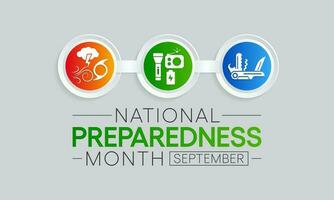 National Preparedness month NPM is observed each year in September to raise awareness about the importance of preparing for disasters and emergencies that could happen at any time. Vector art