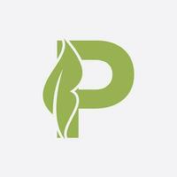 Letter P Leaf Logo. Eco Farm Logotype Vector Template. Organic Symbol