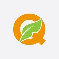 Letter Q Leaf Logo. Eco Farm Logotype Vector Template. Organic Symbol